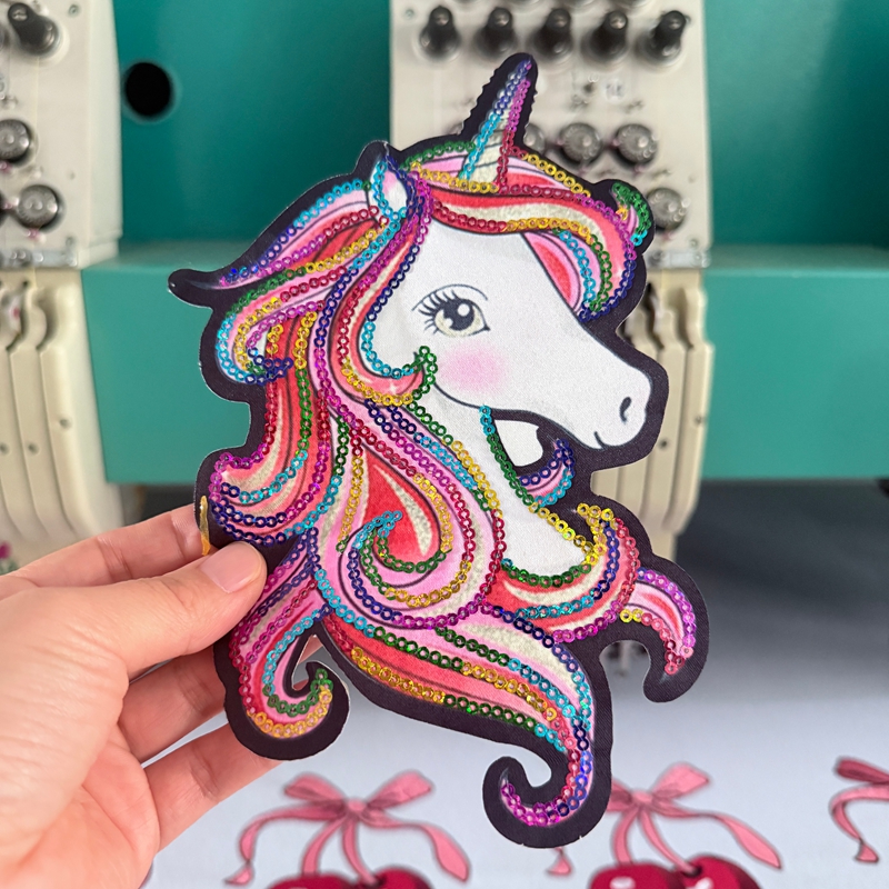 Embroidery Unicorn - Unicorn Sequins Large Patches Iron On