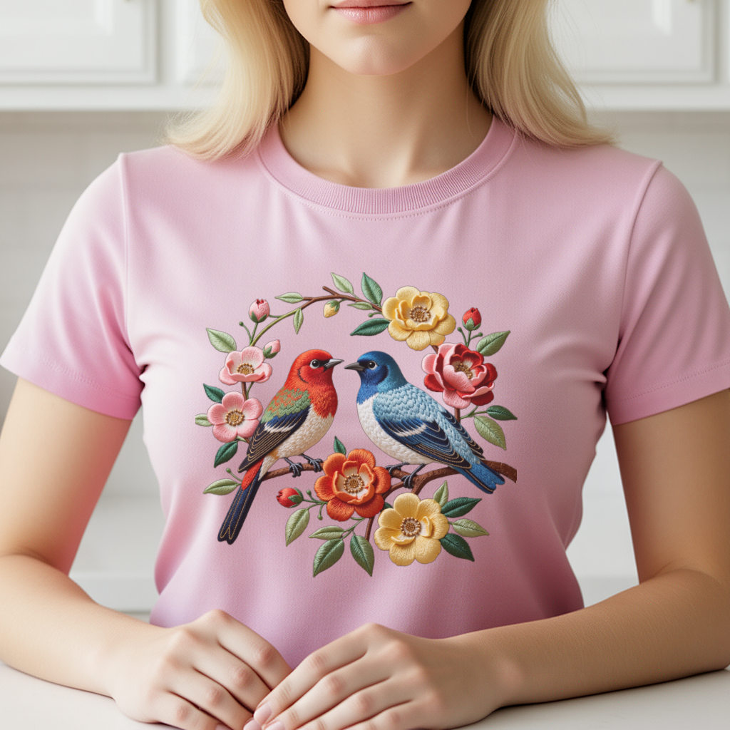 Embroidery Jeans - 1 Piece of Bird Pattern Clothing