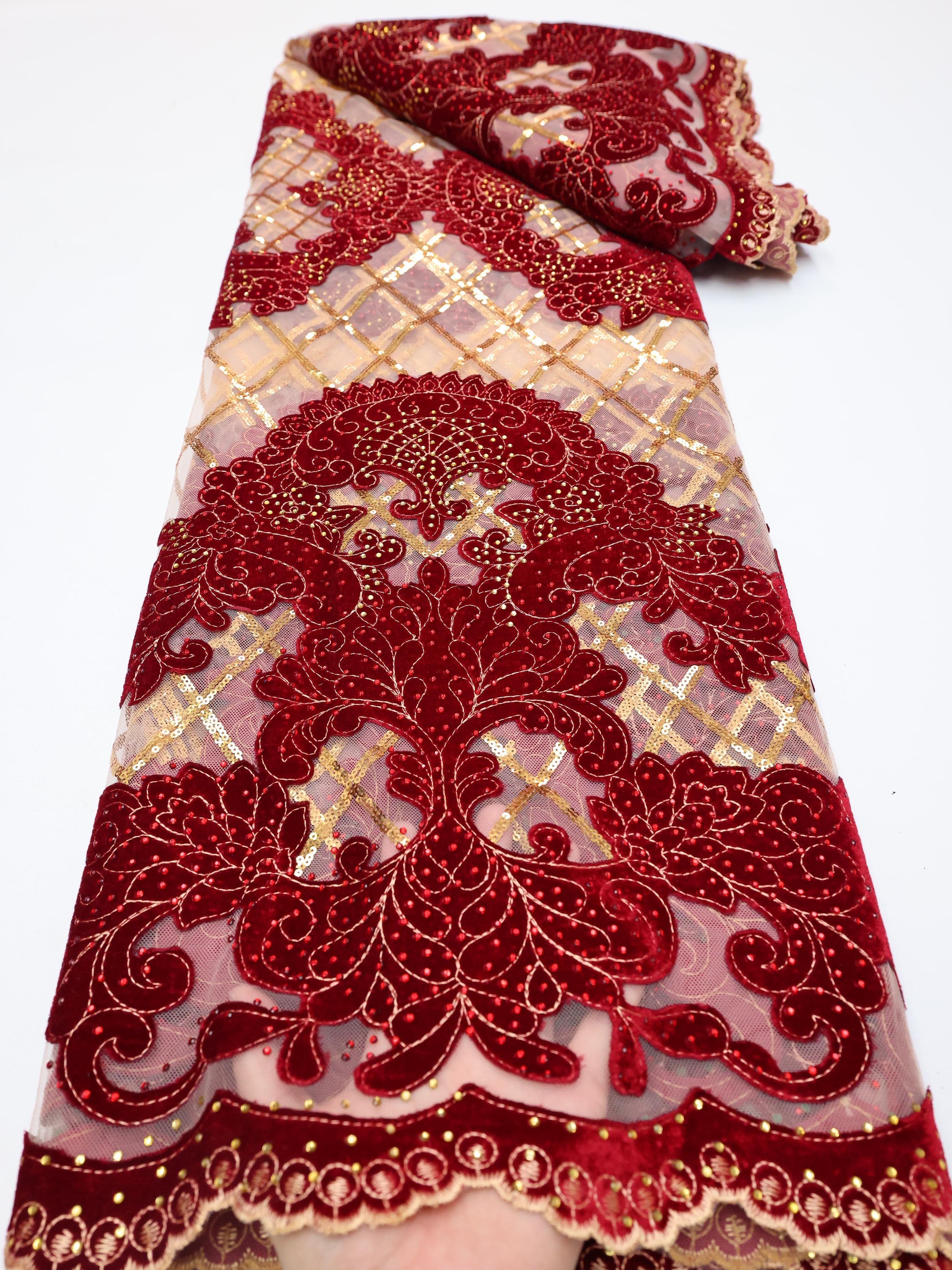 Embroidery Gradient - Wholesale Fashion African Velvet Lace Fabric