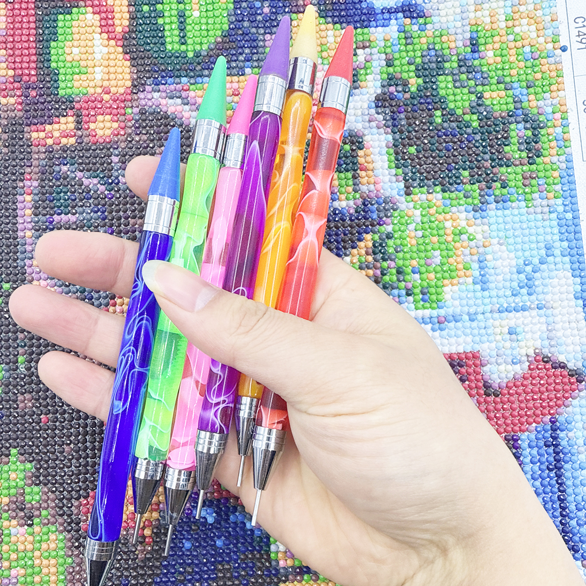 Embroidery Needle Pen - Diamond Painting Dual-ended Wax Pen, Rhinestones