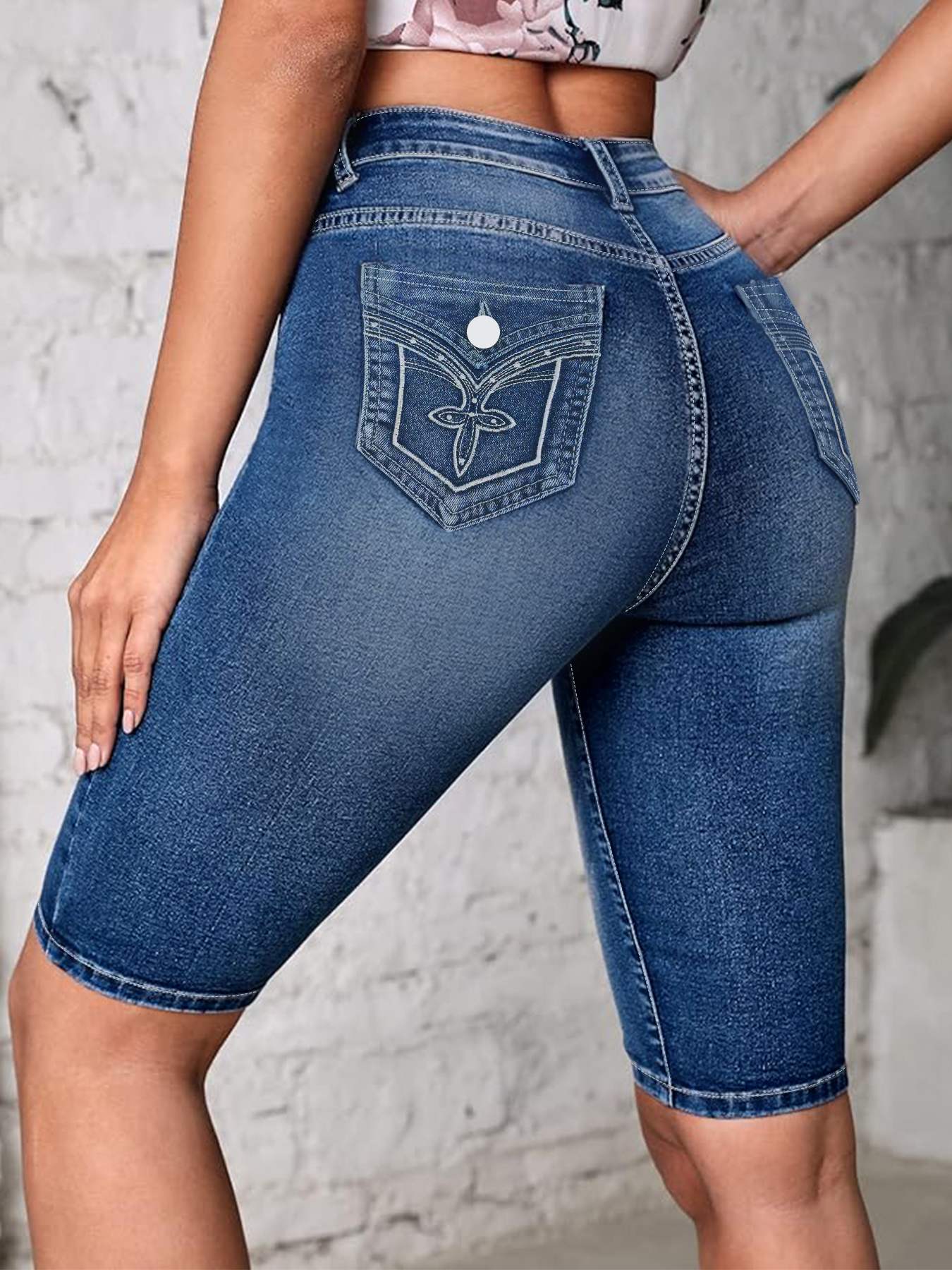 Embroidery Jeans - plus Size High Waist Denim Jeans