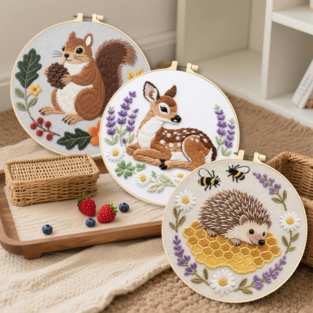Embroidery Whale - 1Pc DIY Embroidery Deer Squirrel Hedgehog