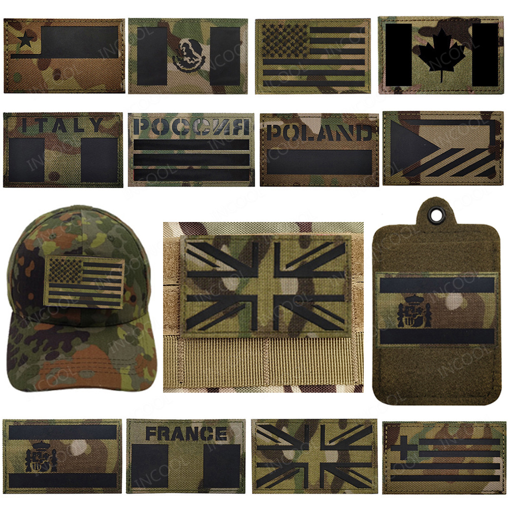 Embroidery Uk - Reflective Flag Patches USA Spain France