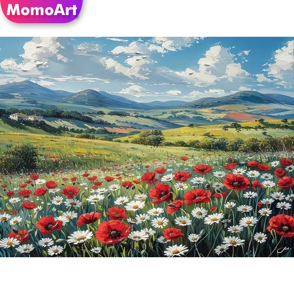 Embroidery Daisy Flower - Momoart 5D DIY Diamond Painting Poppy