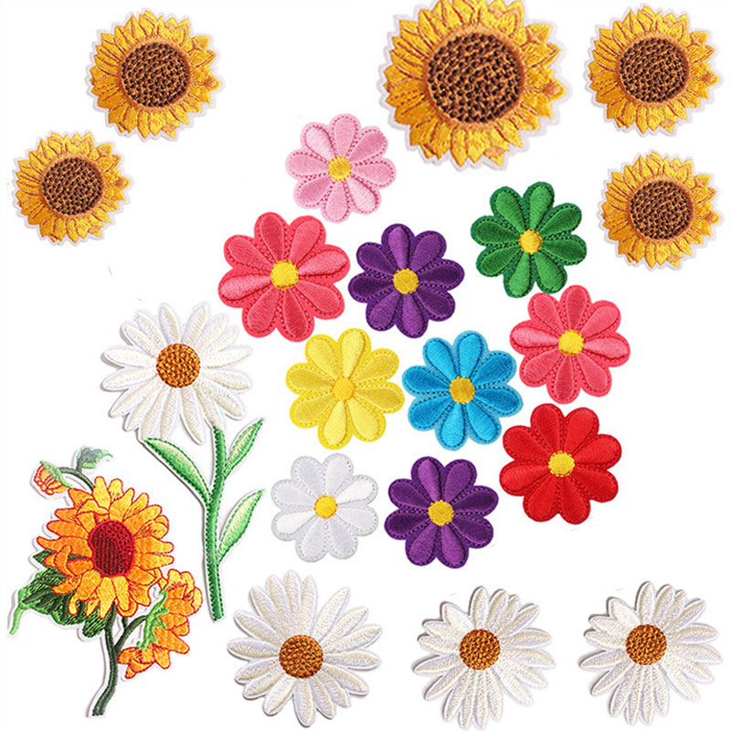 2-10Pcs Flower Iron on Patches - Embroidery Daisy Flower avaliação e preço