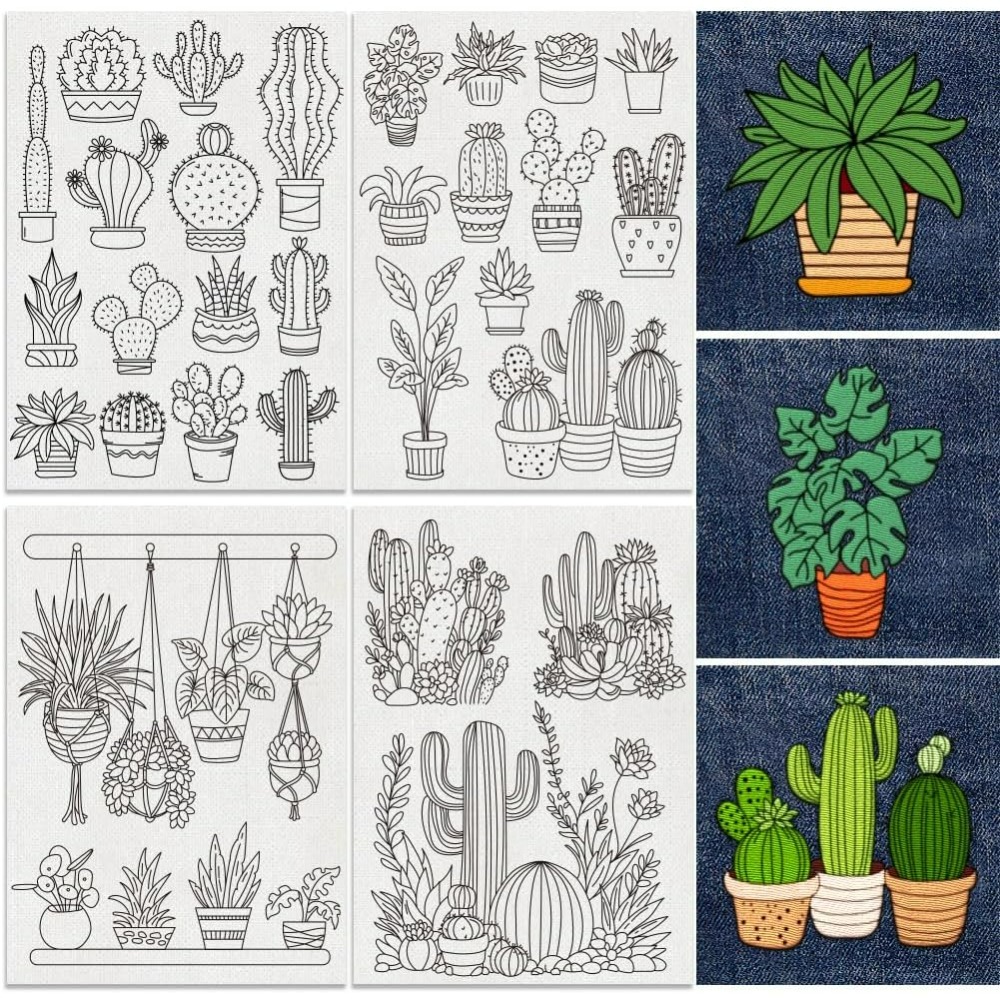 30Pcs Bonsai Cactus Embroidery - Water Soluble Stabilizer avaliação e preço
