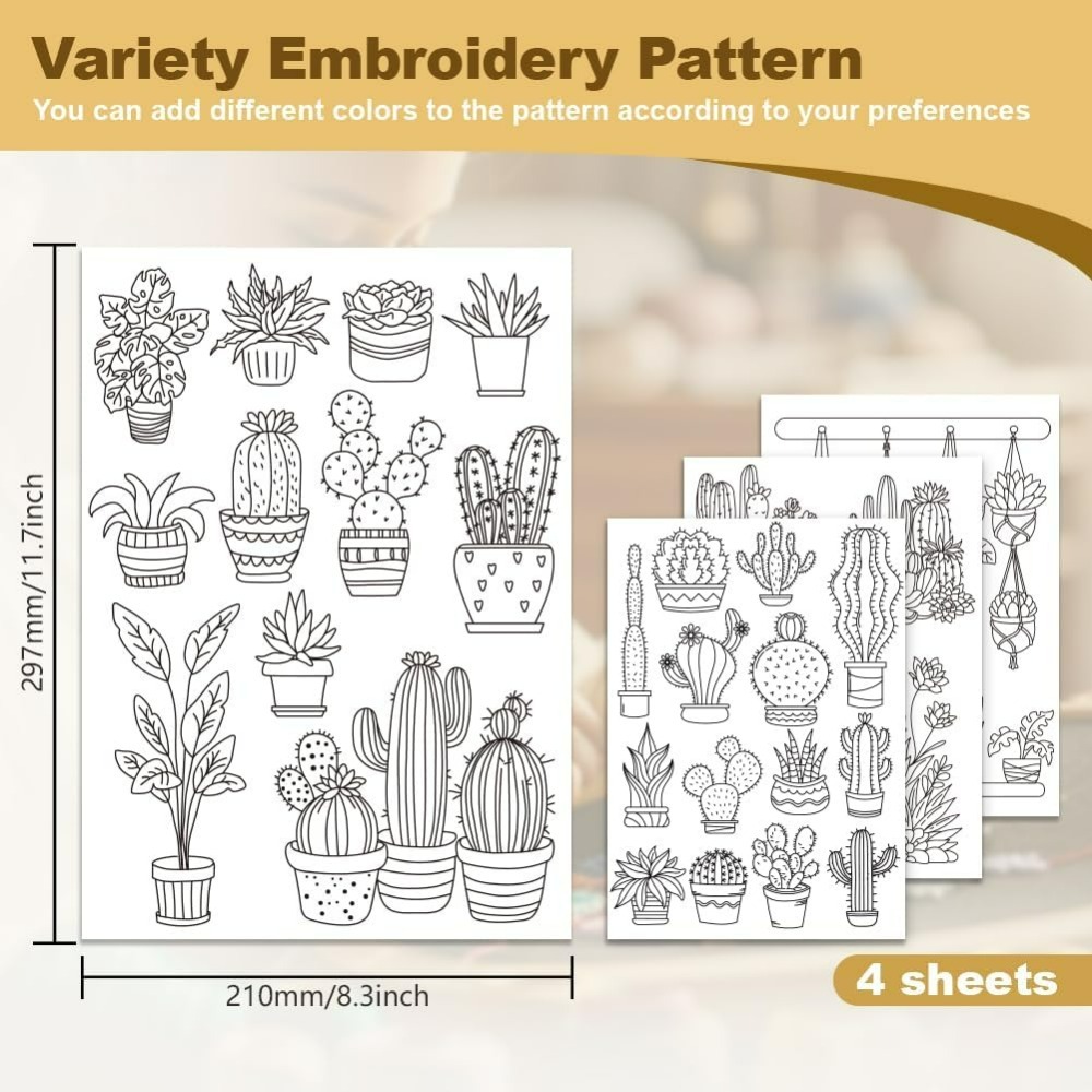 30Pcs Bonsai Cactus Embroidery - Water Soluble Stabilizer avaliação e preço