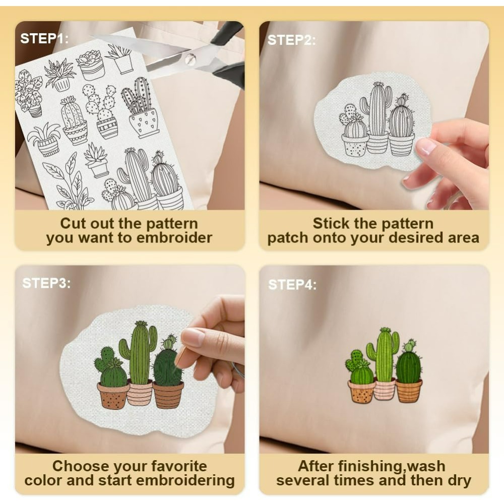 30Pcs Bonsai Cactus Embroidery - Water Soluble Stabilizer avaliação e preço