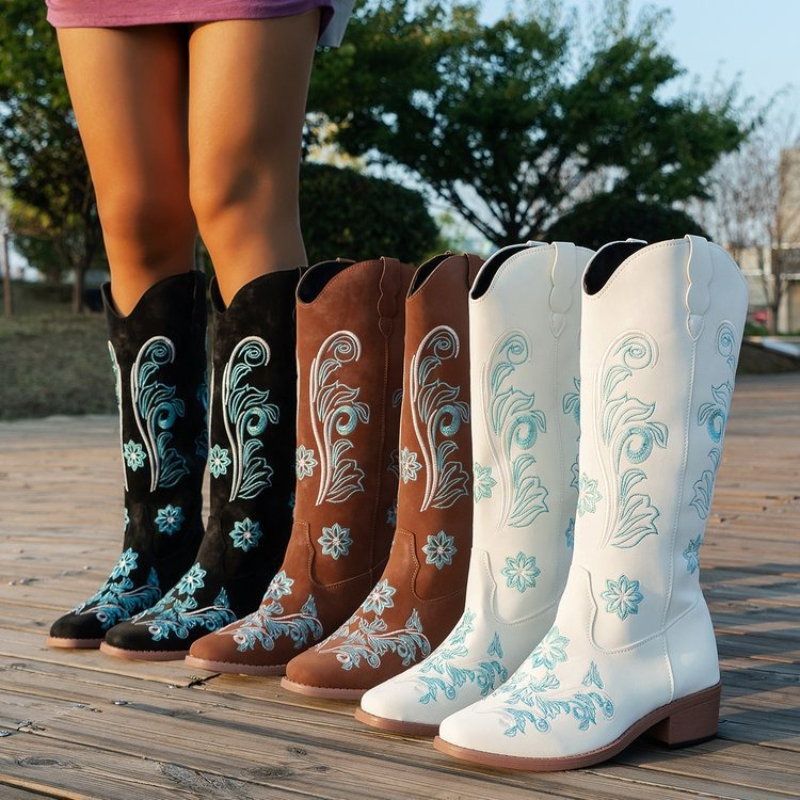 Retro Women Boot Fashion Women - Embroidery Design avaliação e preço