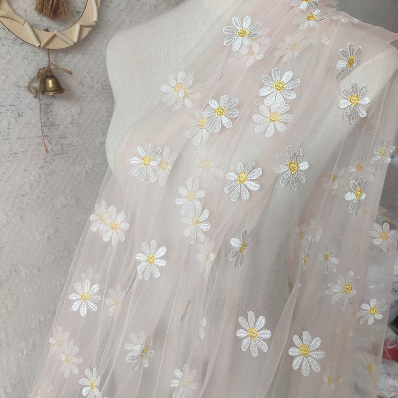 150cm Wide Daisy Embroidery La - Embroidery Daisy Flower avaliação e preço