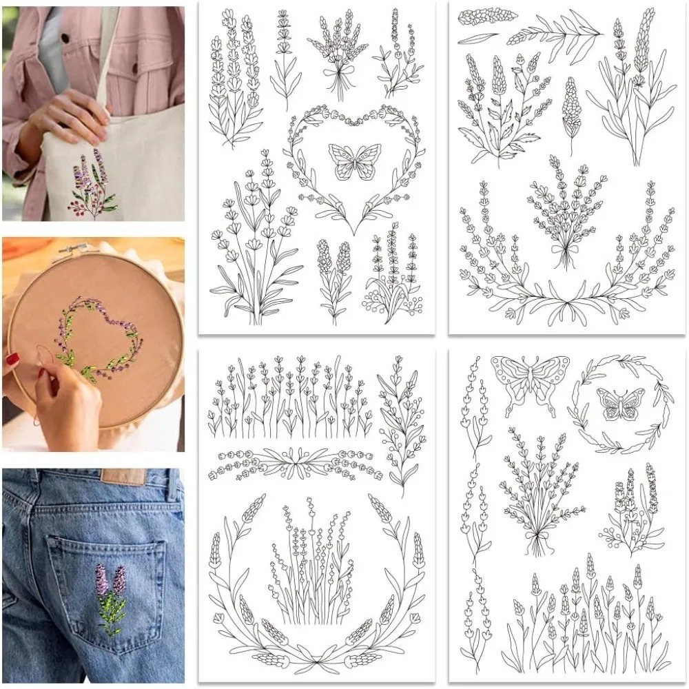 4 Sheets Lavender Flower Butte - Water Soluble Stabilizer avaliação e preço