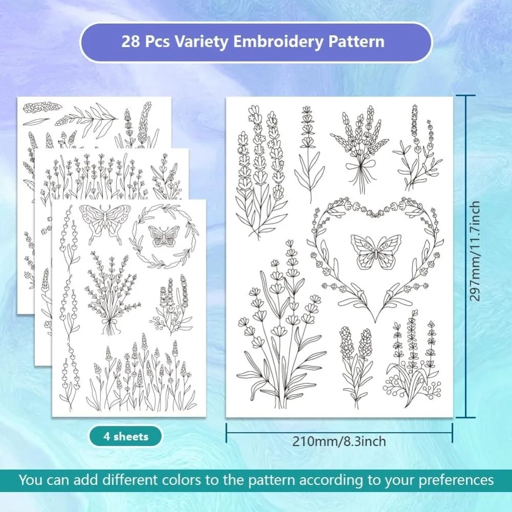 4 Sheets Lavender Flower Butte - Water Soluble Stabilizer avaliação e preço