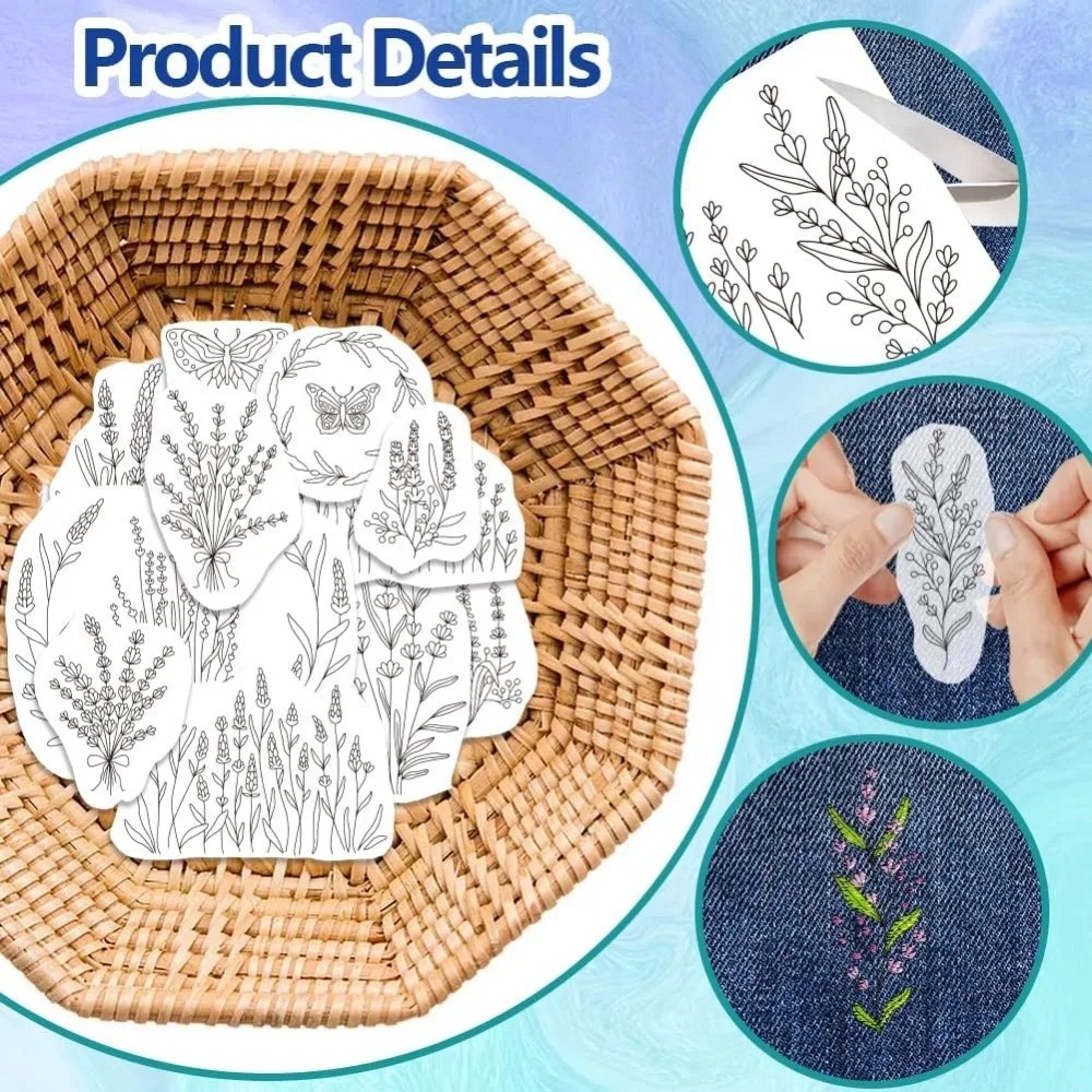 4 Sheets Lavender Flower Butte - Water Soluble Stabilizer avaliação e preço