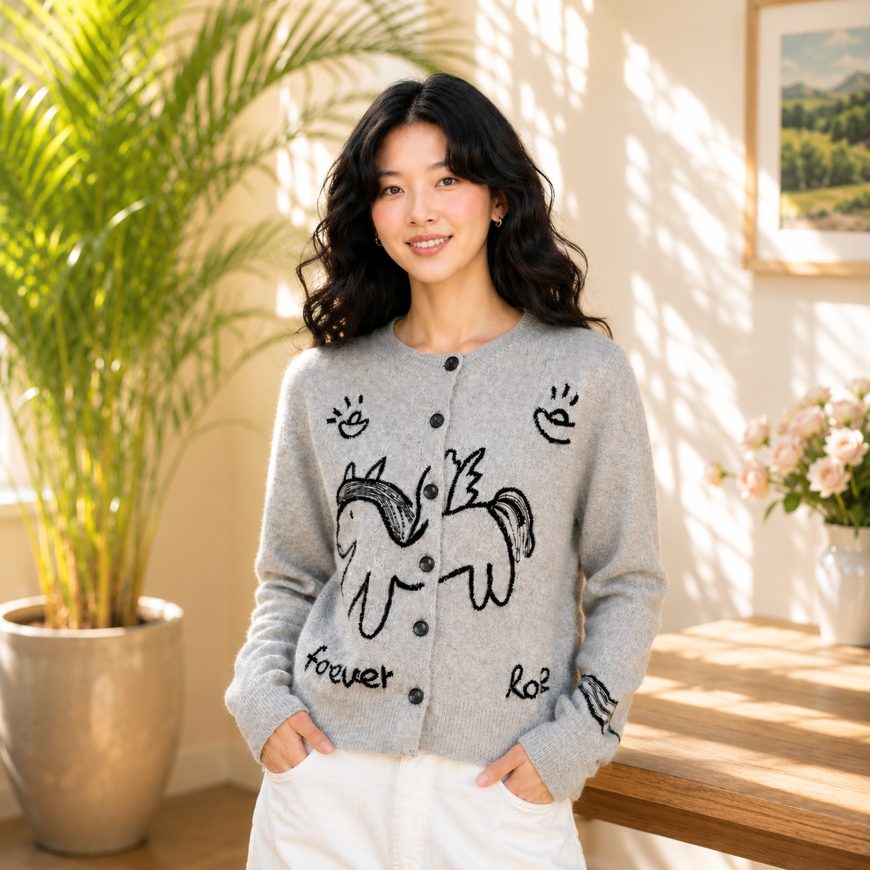 Stylish and versatile, this un - Embroidery Horse avaliação e preço