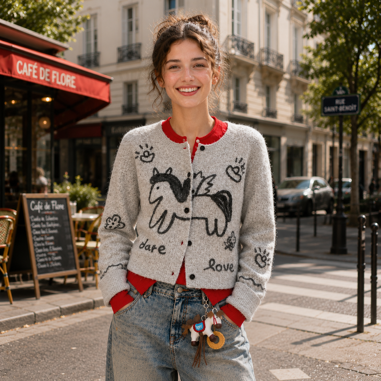 Stylish and versatile, this un - Embroidery Horse avaliação e preço