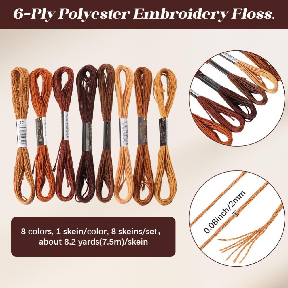 8 Skeins 6 Strands Brown Embro - Embroidery Gradient avaliação e preço