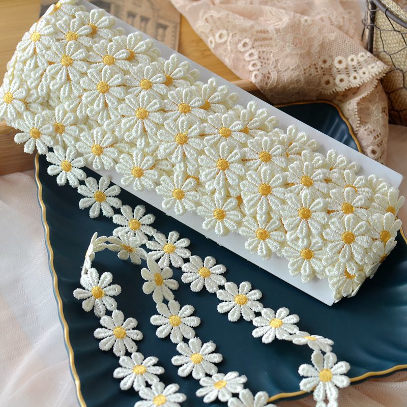 2.5CM Daisy Lace Fabric Wide B - Embroidery Daisy Flower avaliação e preço