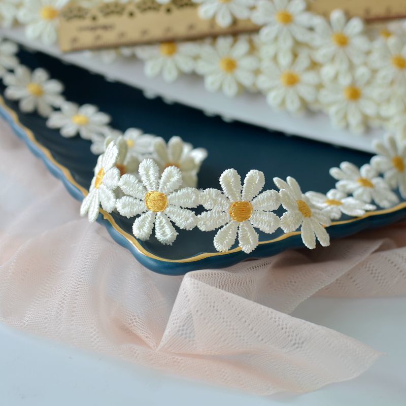 2.5CM Daisy Lace Fabric Wide B - Embroidery Daisy Flower avaliação e preço