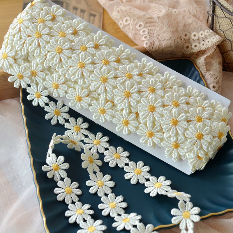 2.5CM Daisy Lace Fabric Wide B - Embroidery Daisy Flower avaliação e preço