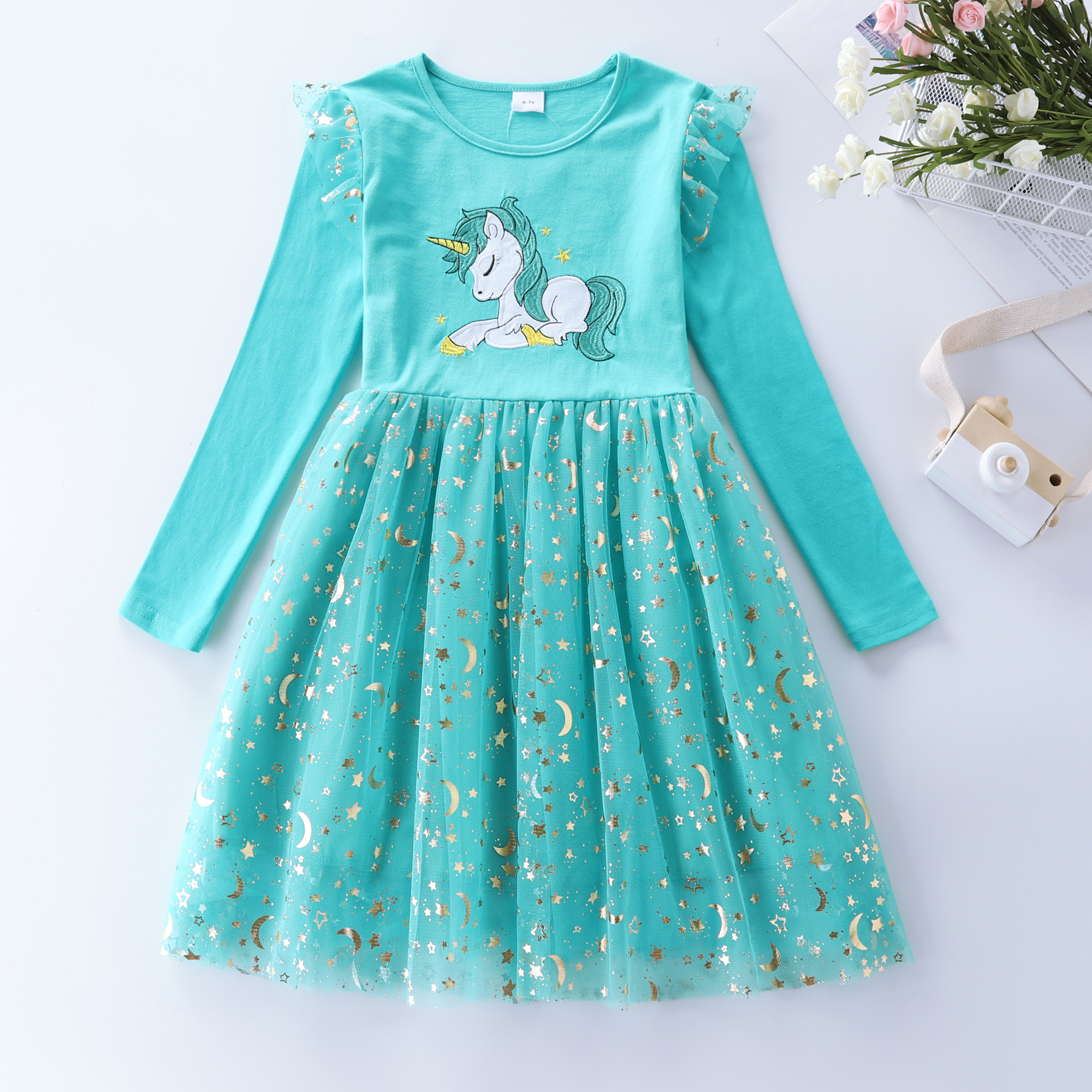 Girls' Autumn New Cotton Embro - Embroidery Unicorn avaliação e preço