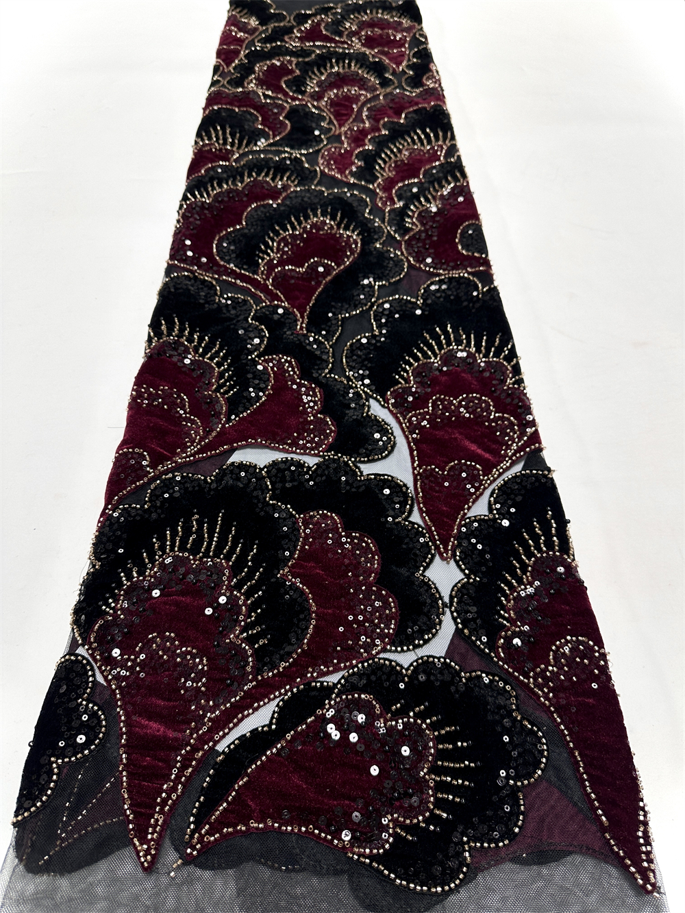 New African Velvet Lace Fabric - Embroidery Gradient avaliação e preço