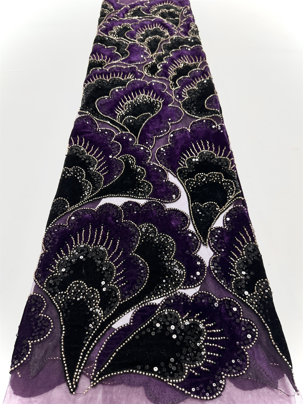 New African Velvet Lace Fabric - Embroidery Gradient avaliação e preço