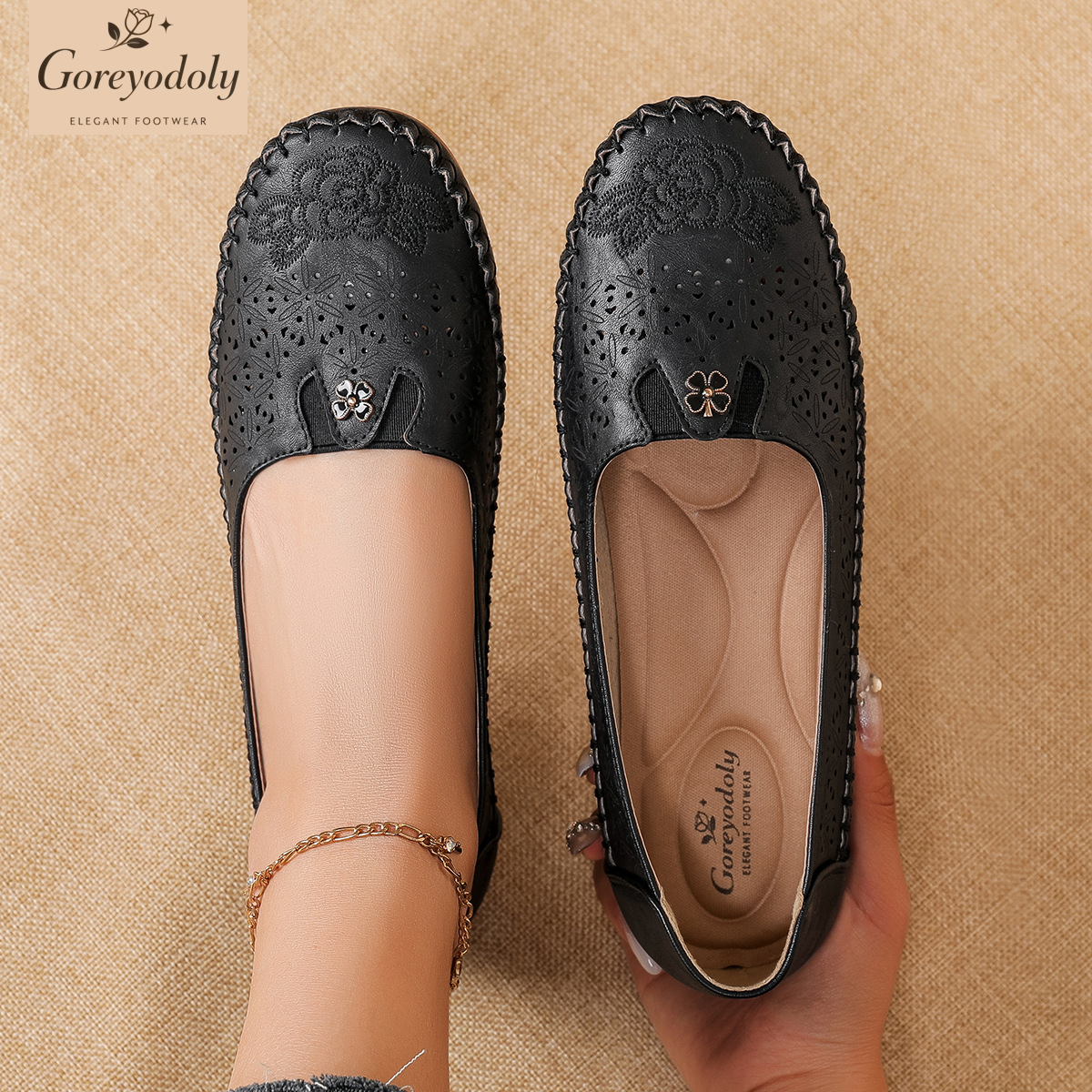 Goreyodoly women loafers flora - Embroidery Design avaliação e preço