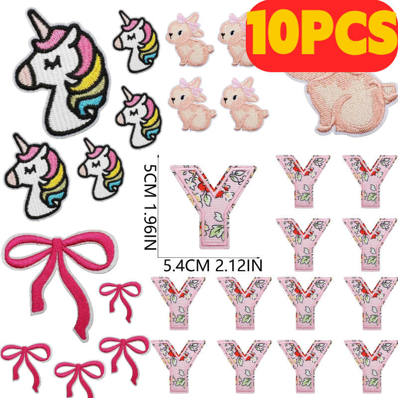 10PCS Pink Letter Cartoon Embr - Embroidery Alphabet Designs avaliação e preço