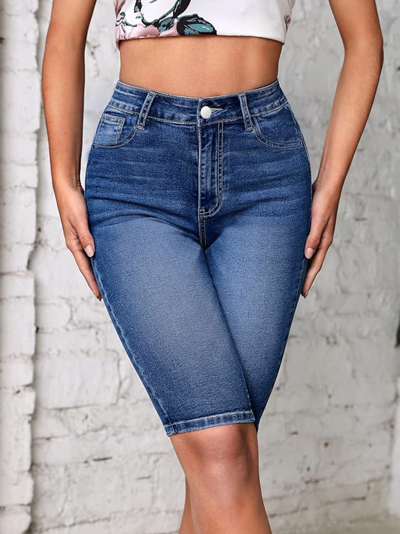 plus Size High Waist Denim Jea - Embroidery Jeans avaliação e preço