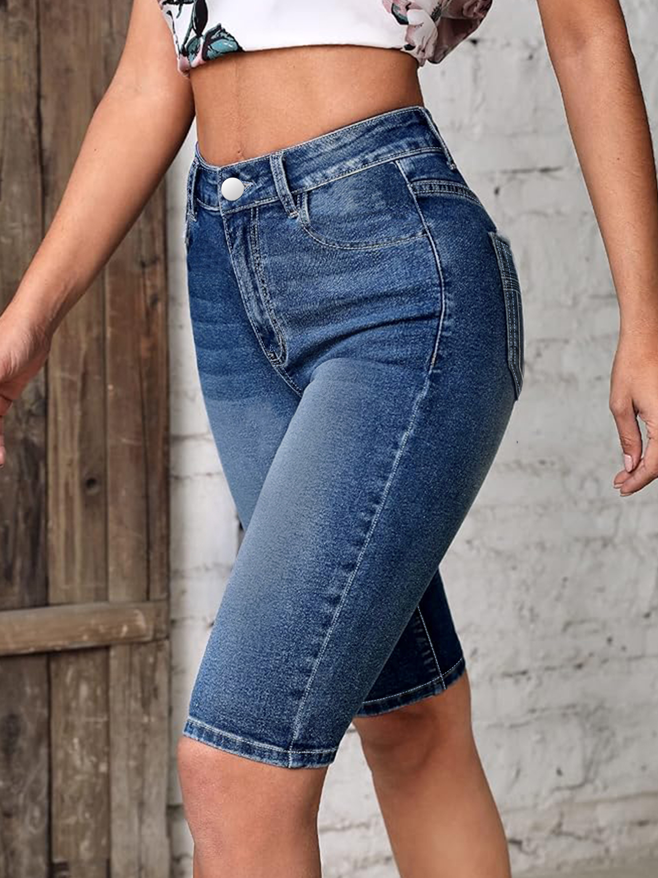 plus Size High Waist Denim Jea - Embroidery Jeans avaliação e preço