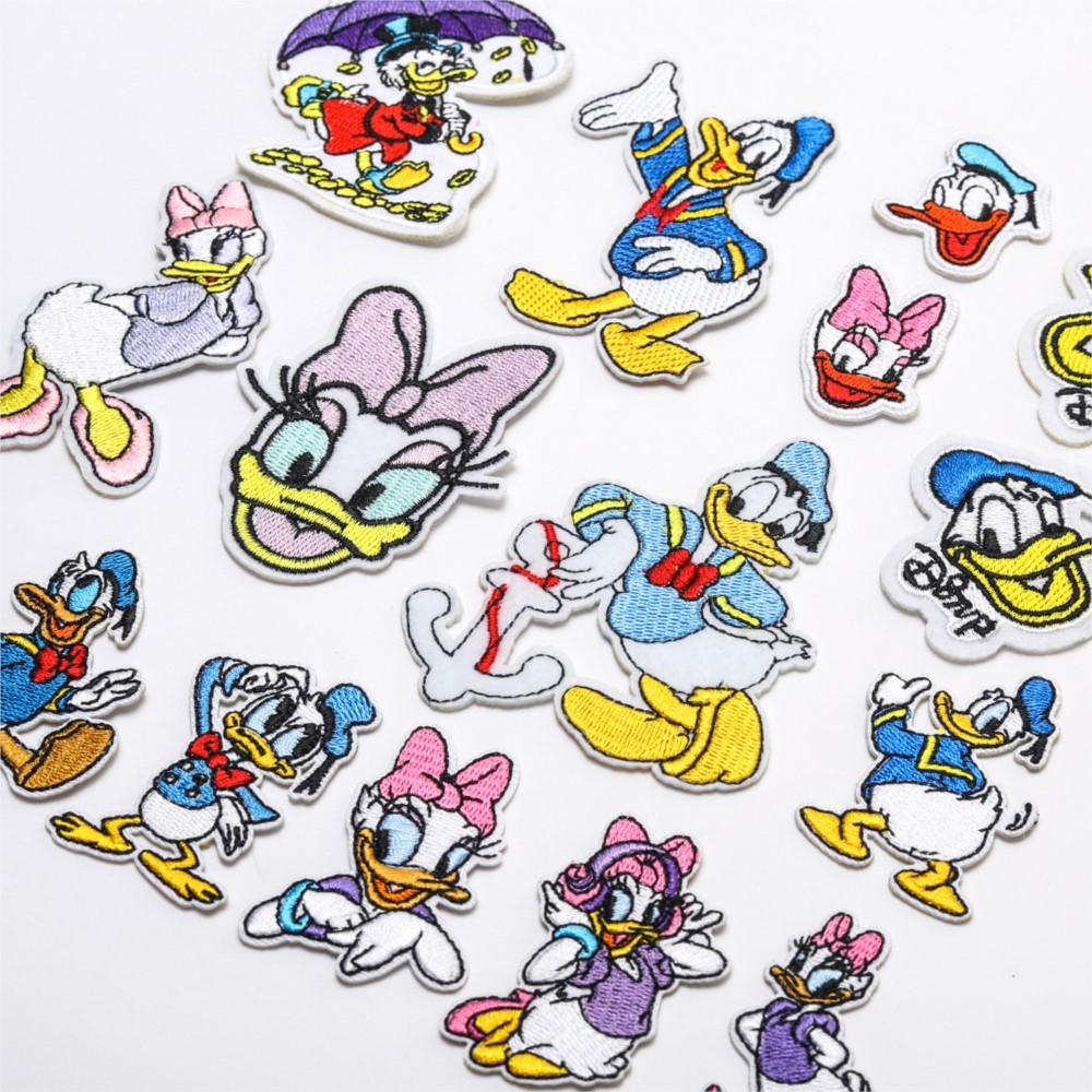 16Pcs Cartoon Donald Duck Cute - Embroidery Daisy Flower avaliação e preço