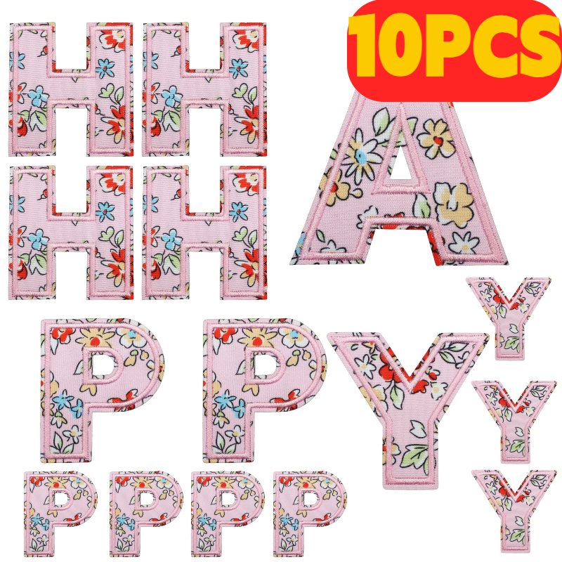 10PCS Cartoon Letter Pink Embr - Embroidery Alphabet Designs avaliação e preço