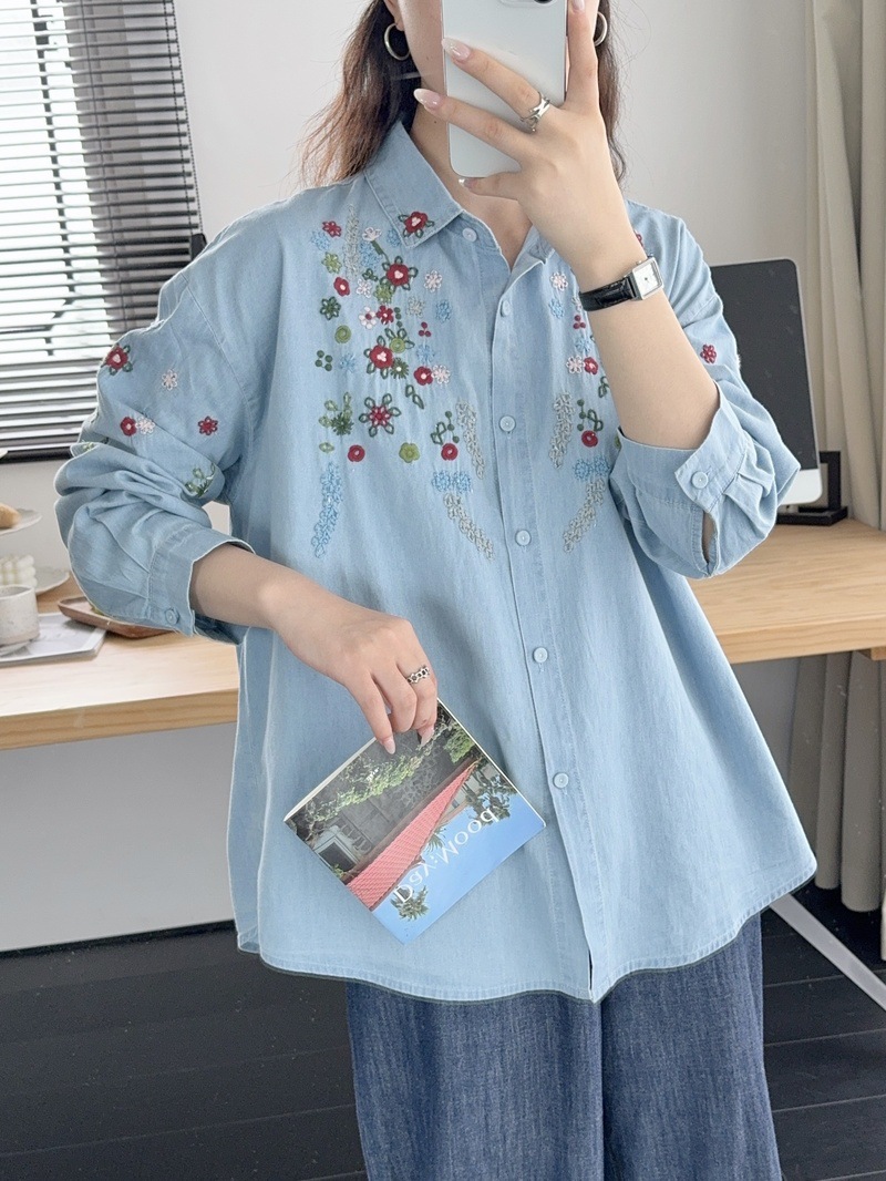 Harajuku y2k Denim Shirts Wome - Embroidery Jeans avaliação e preço