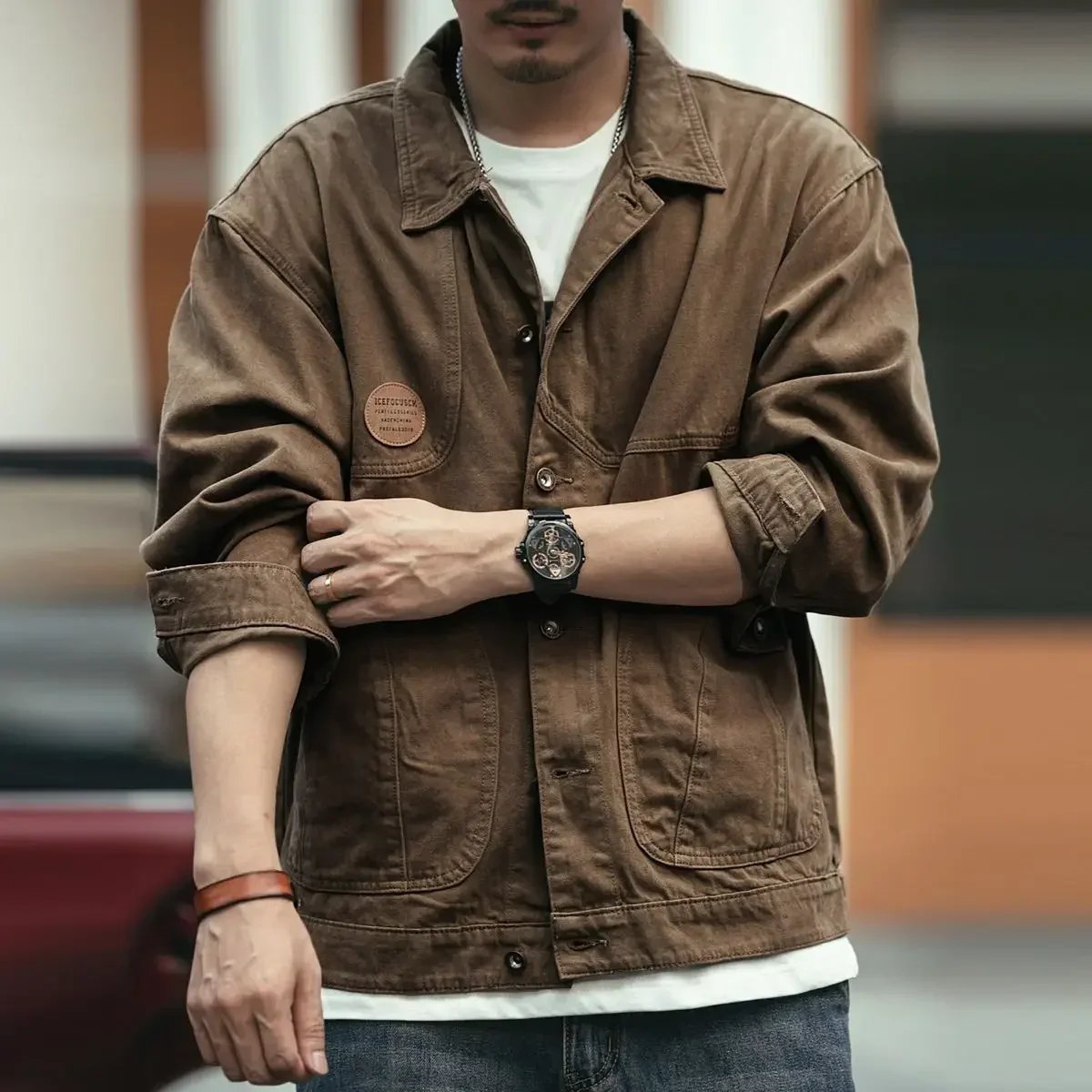 Button Jeans Coat Men Black Ca - Embroidery Jeans avaliação e preço