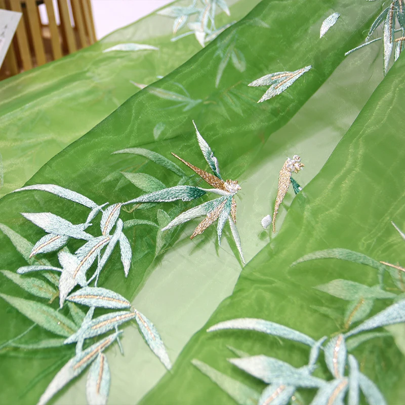Bamboo Embroidered Organza Fab - Embroidery Horse avaliação e preço