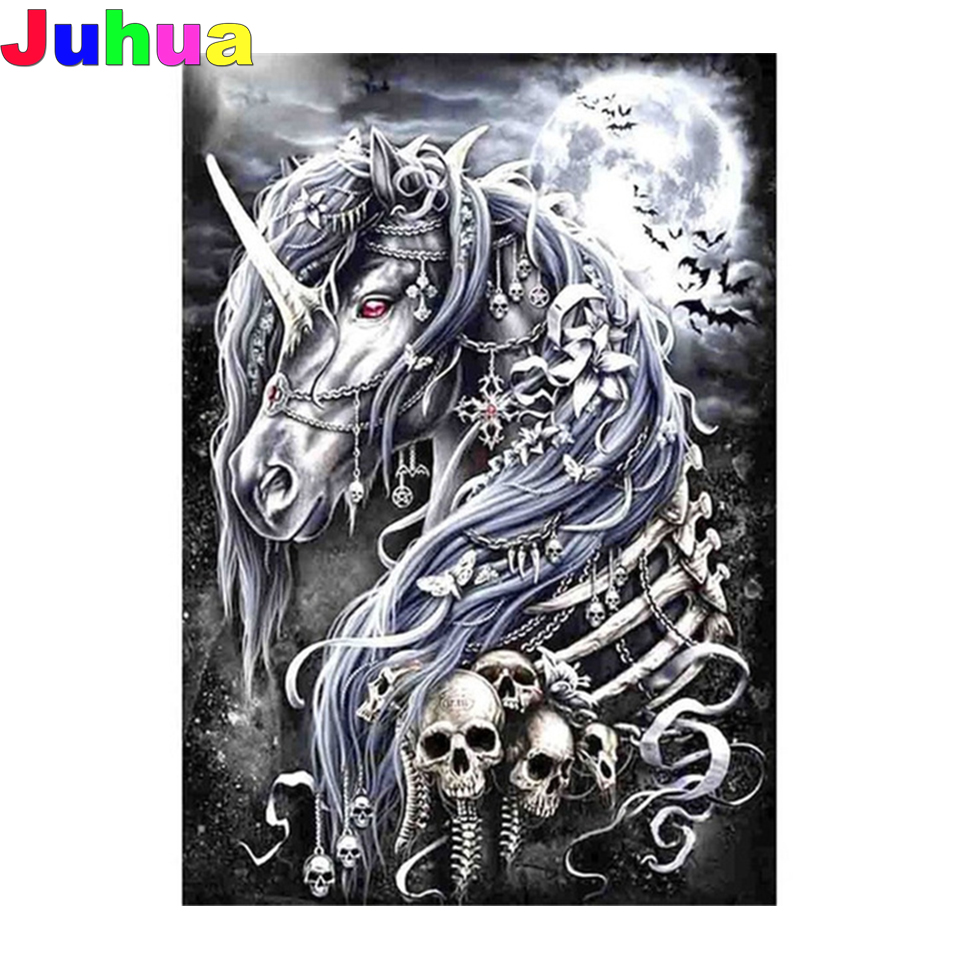 Skull unicorn Full drill Diamo - Embroidery Unicorn avaliação e preço