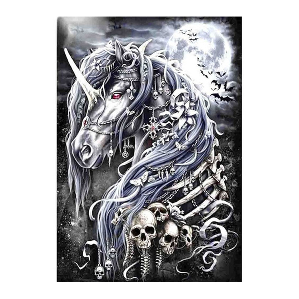 Skull unicorn Full drill Diamo - Embroidery Unicorn avaliação e preço