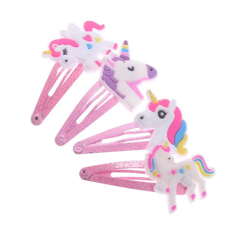 4PCS Unicorn Hair Clips Barret - Embroidery Unicorn avaliação e preço