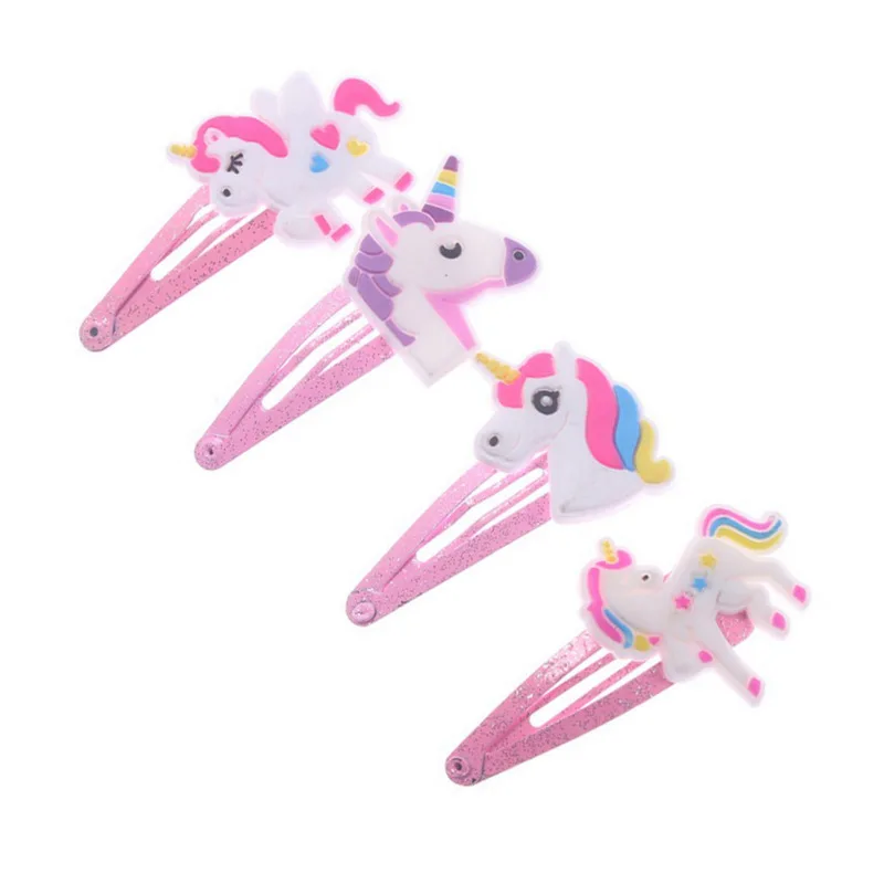 4PCS Unicorn Hair Clips Barret - Embroidery Unicorn avaliação e preço
