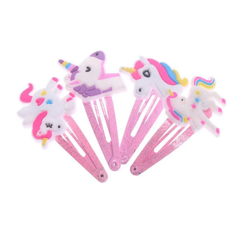 4PCS Unicorn Hair Clips Barret - Embroidery Unicorn avaliação e preço