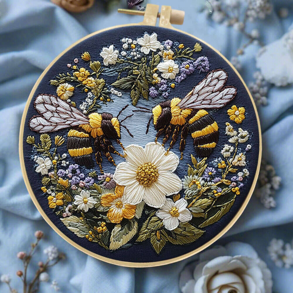 1Pc Bees Flower Embroidery Kit - Embroidery Whale avaliação e preço