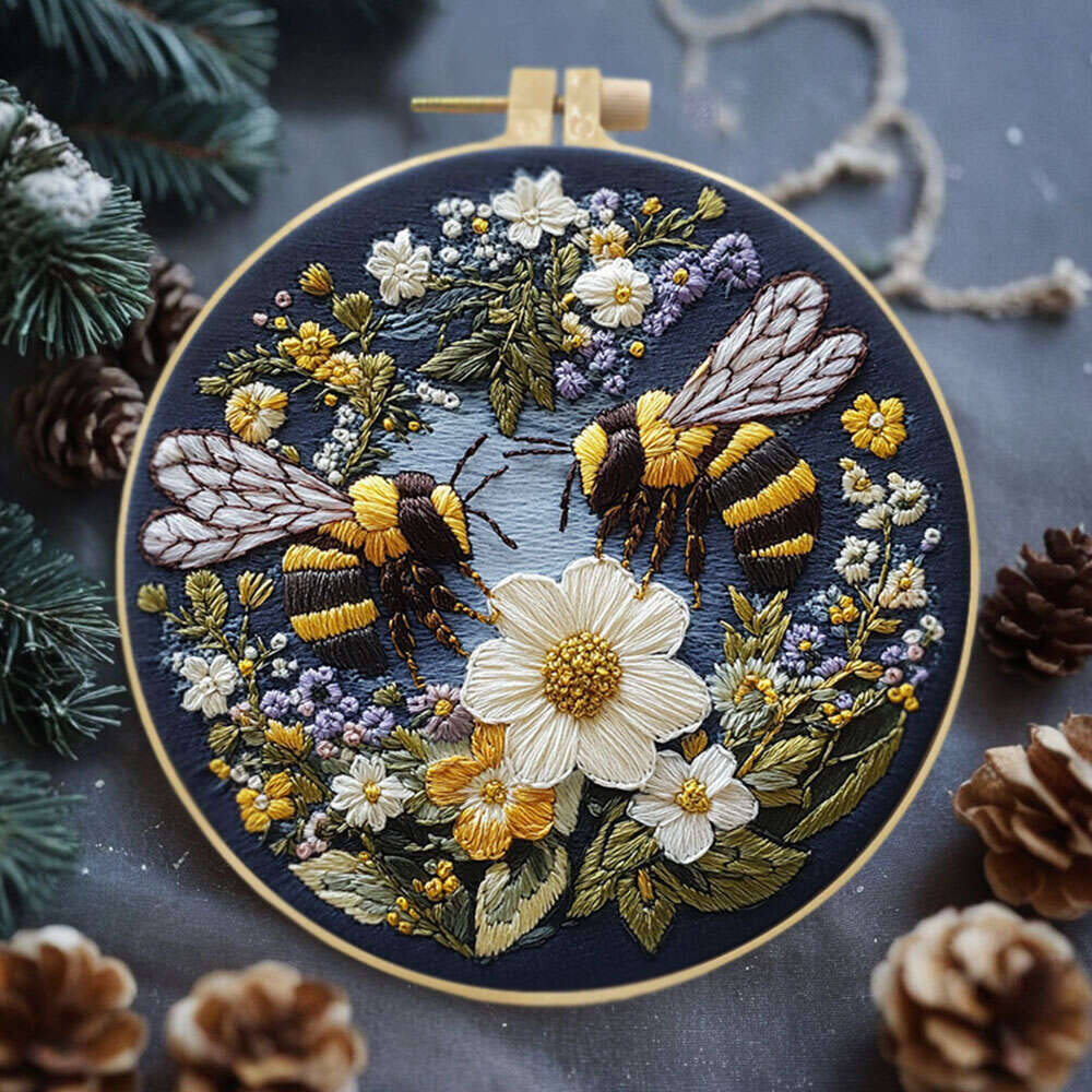 1Pc Bees Flower Embroidery Kit - Embroidery Whale avaliação e preço