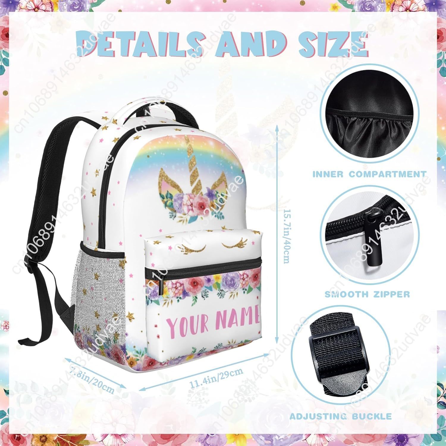 Personalized Backpack for Girl - Embroidery Unicorn avaliação e preço