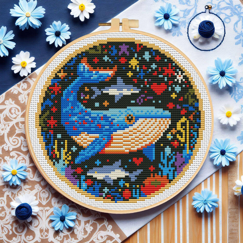 DIY Cross Stitch Whale Embroid - Embroidery Whale avaliação e preço