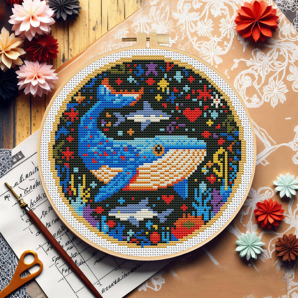 DIY Cross Stitch Whale Embroid - Embroidery Whale avaliação e preço