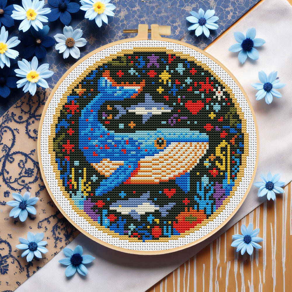 DIY Cross Stitch Whale Embroid - Embroidery Whale avaliação e preço