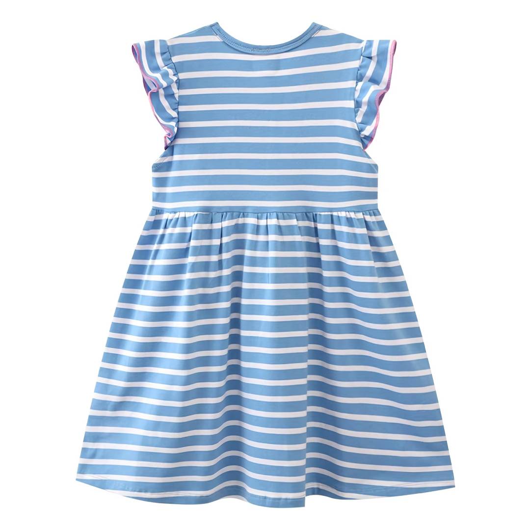 Girls Casual Ruffle Dress Cute - Embroidery Unicorn avaliação e preço