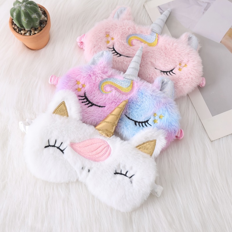 Embroidery plush eye mask blac - Embroidery Unicorn avaliação e preço
