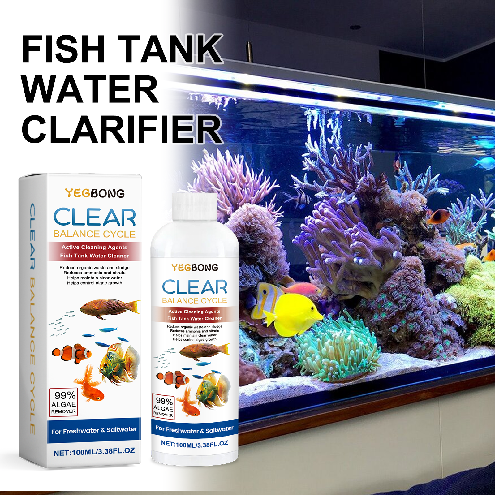 Aquarium Water Clarifier 100ml - Water Soluble Stabilizer avaliação e preço