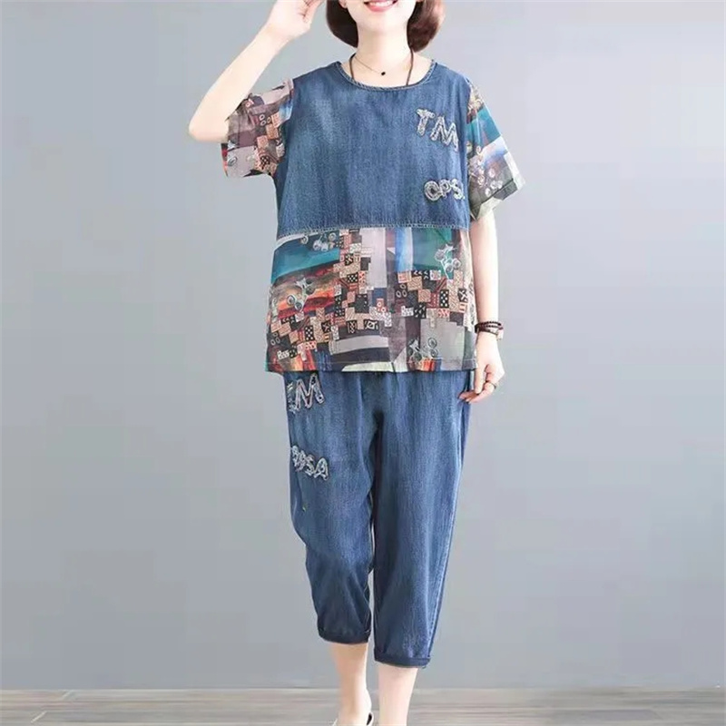 5XL Summer Women's Jeans Sets  - Embroidery Jeans avaliação e preço